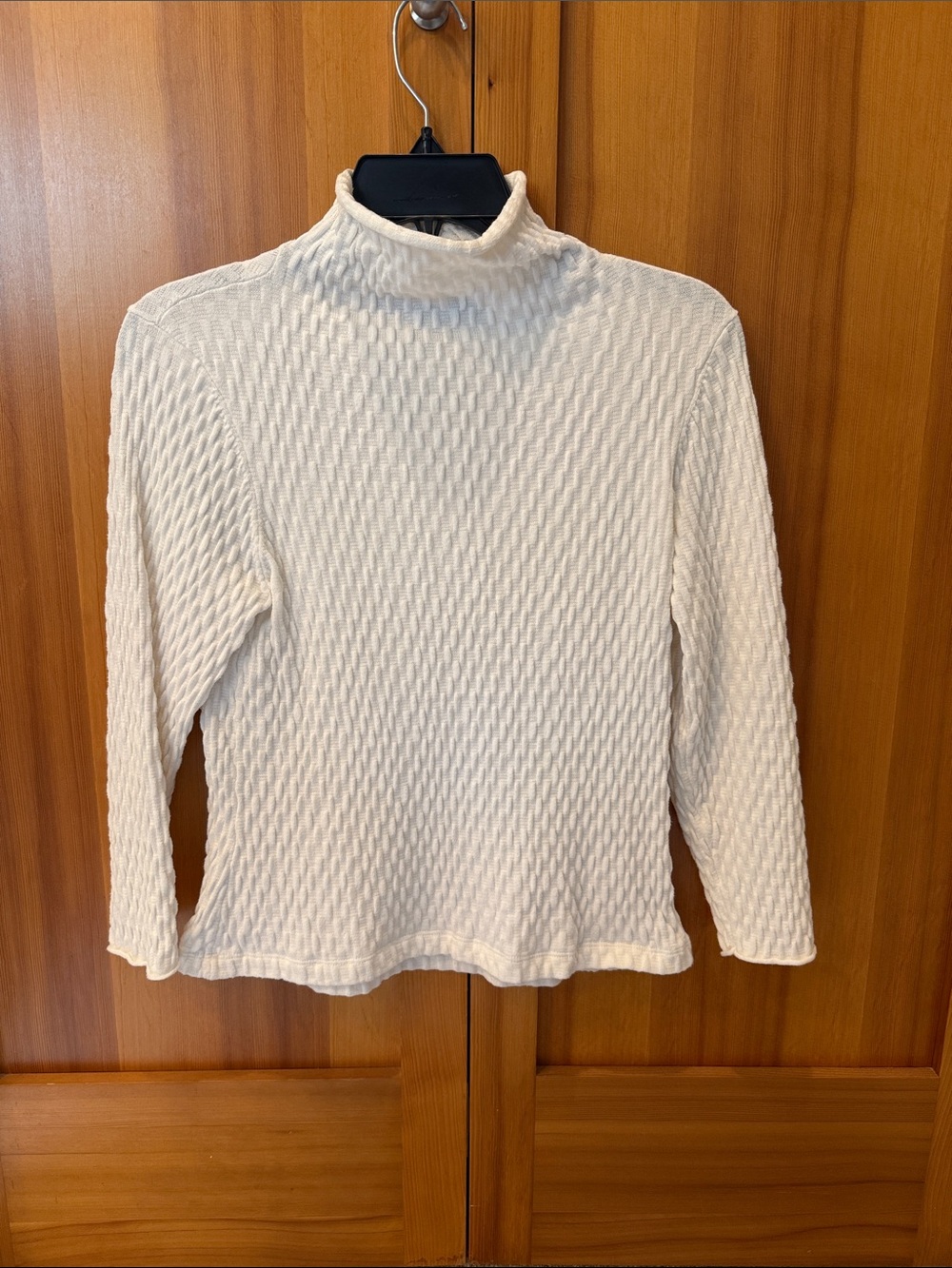 French Connection Cream Cable-Knit Mock Neck Top